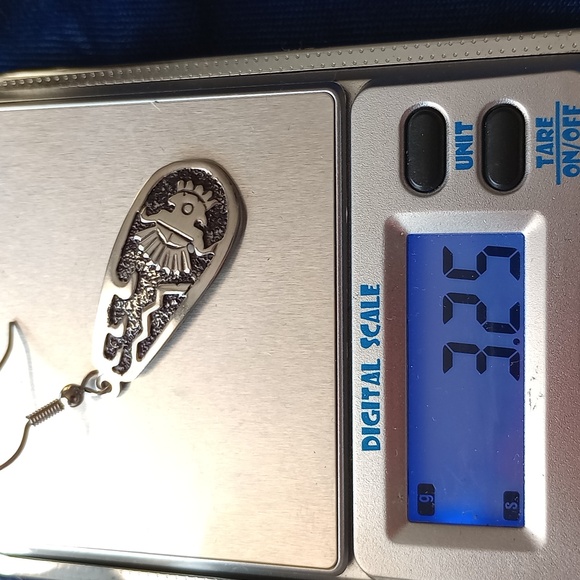 Vintage Native Style Mask Headdress Kachina Sterling Silver Dangle Earrings - Picture 9 of 12